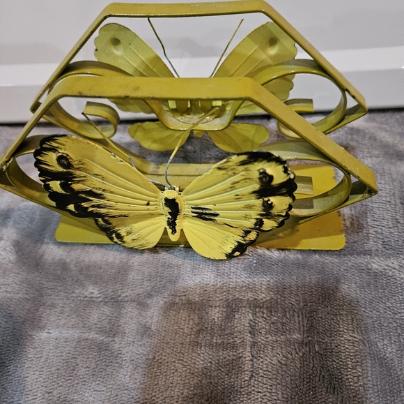 Vintage 70s mcm vibe metal Butterfly napkin holder - Picture 4 of 13